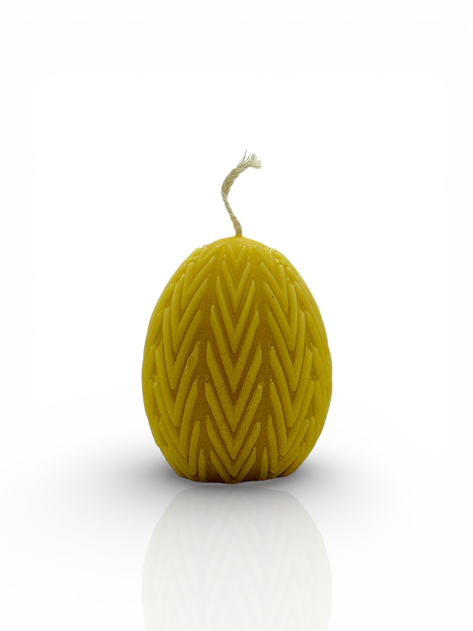 Χειροποίητο Κερί «Αυγό» από 100% Φυσικό Μελισσοκέρι με Ανάγλυφο Σχέδιο