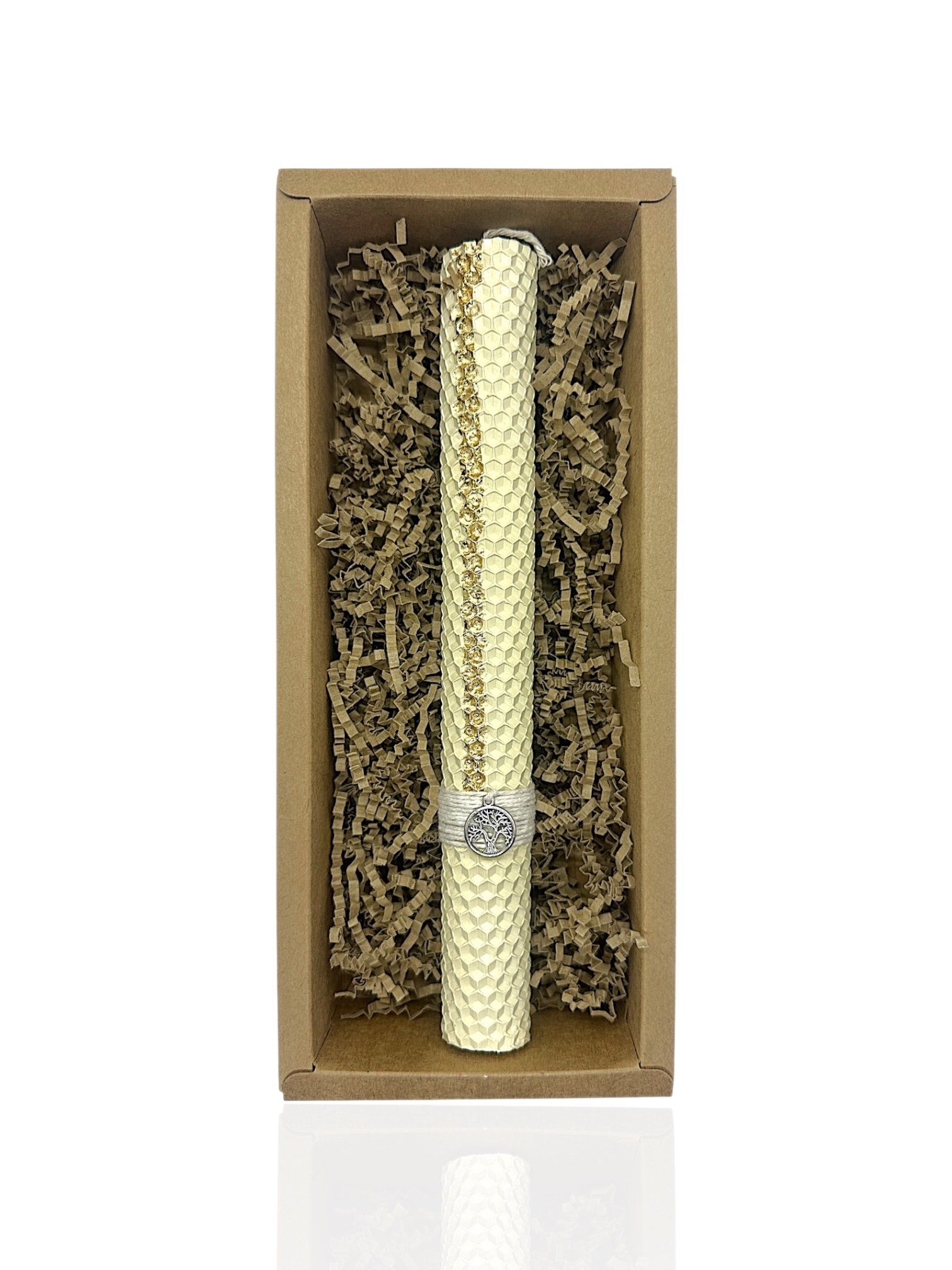 Λαμπάδα Σε Μπέζ Χρώμα Από 100% Φυσικό Κερί Μέλισσας - Image 2