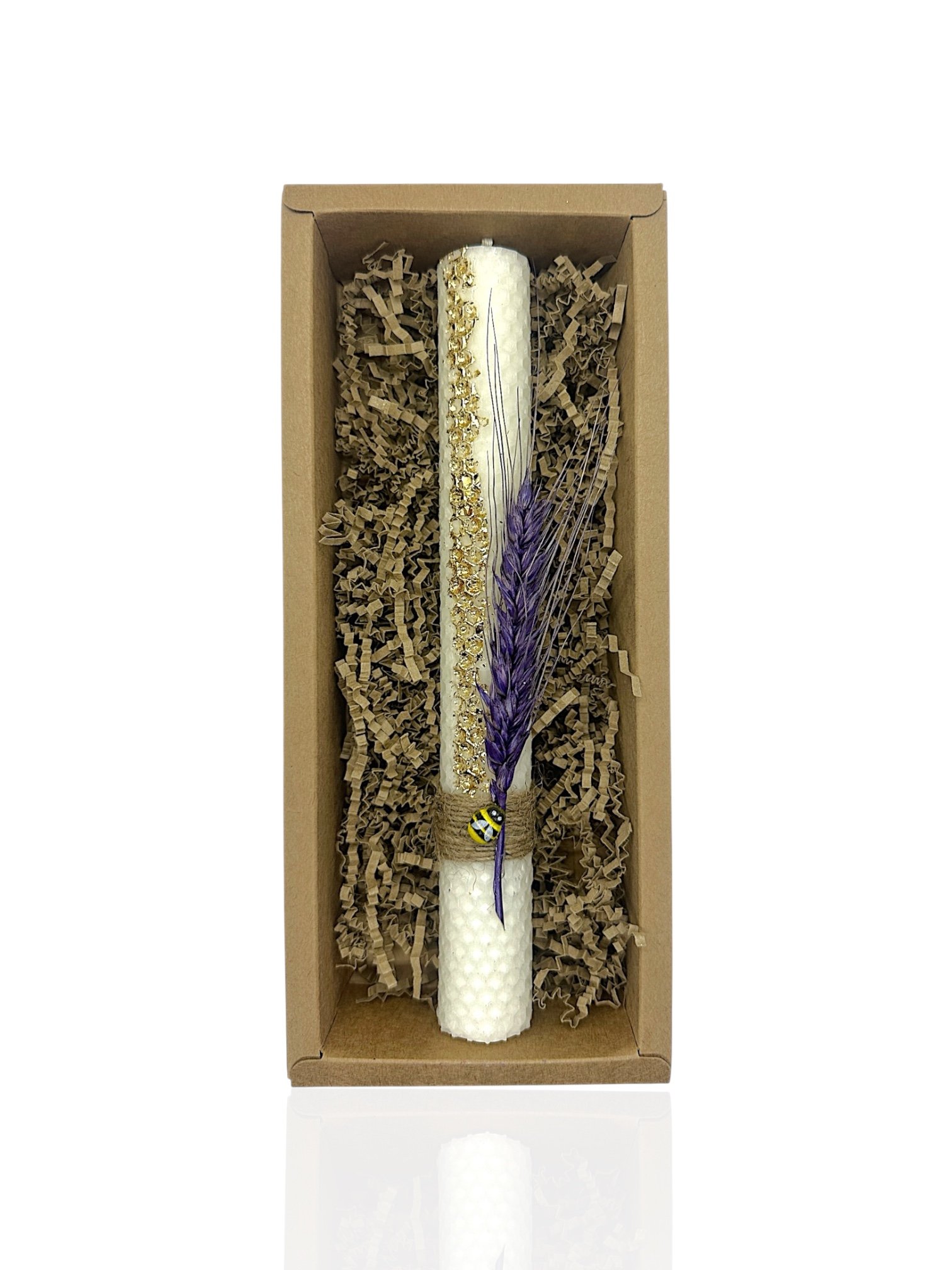 Λαμπάδα Σε Λευκό Χρώμα Από 100% Φυσικό Κερί Μέλισσας - Image 2